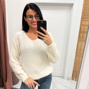 Baby alpaka megztinis "White Noela V"