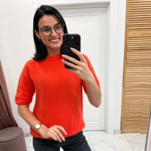 Baby alpaka megztinis "Orange Serena"