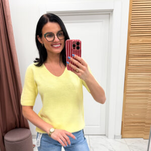 Baby alpaka megztinis ,,Yellow Siguda"