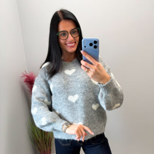 Megztinis "Grey Hearts L"